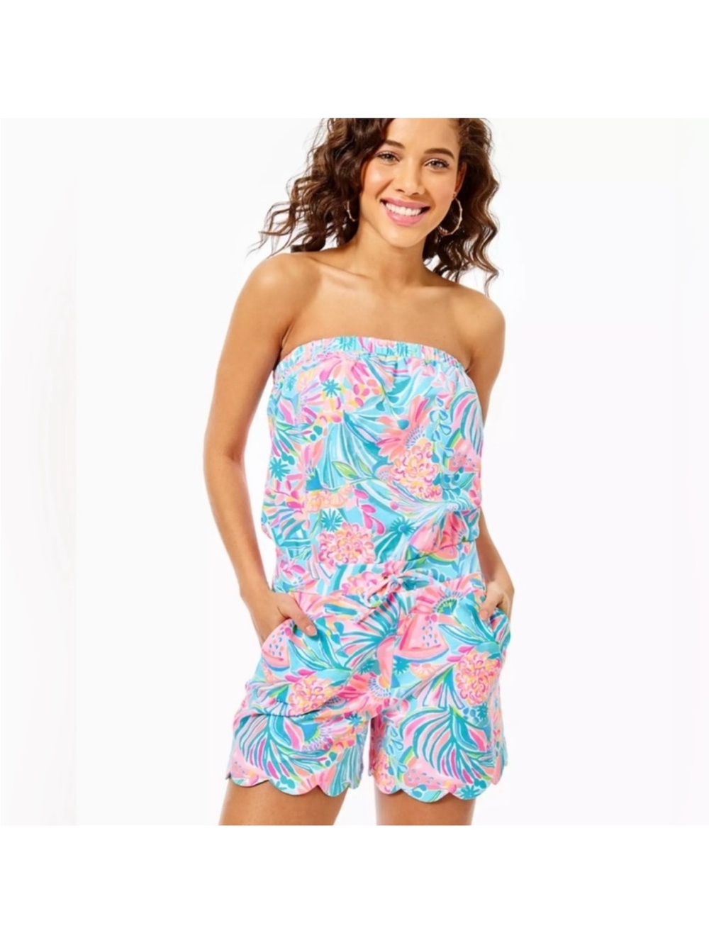 Lilly Pulitzer Jace Romper Multi‎ Tropical Punch Stretch Knit size Large NWT